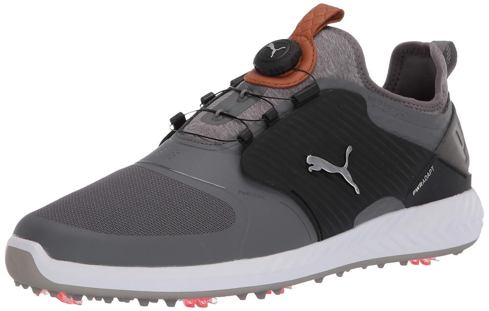 PUMA GOLF MEN'S IGNITE PWRADAPT CAGED DISC GOLF SHOE, QUIET SHADE-BRONZE-PUMA BL